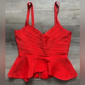 🌻 Red Ribbed Peplum Top 🌻